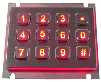 δυναμικό αριθμητικό πληκτρολόγιο μετάλλων 12 κλειδιών USB IP65 με τον κόκκινο ή μπλε βάνδαλο backlight ανθεκτικό